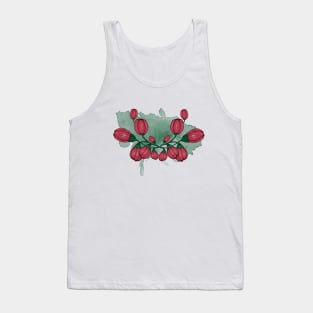 Peonies buds. Flower composition. Watercolor green stain Tank Top